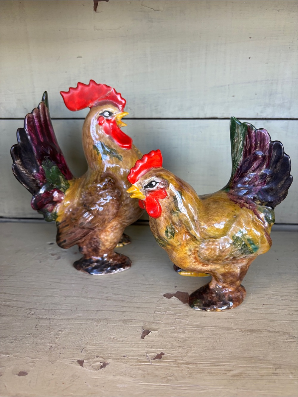 Vintage ceramic roosters